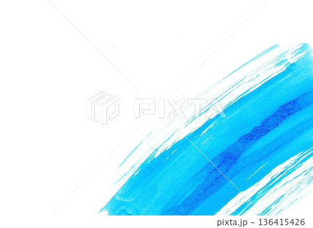 水彩画の水色ストローク 136415426