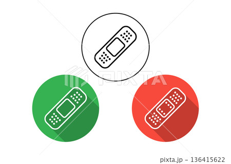 Bandage Icon Within Green And Red Circles Clean First Aid Design For Medical And Health Visuals. 136415622