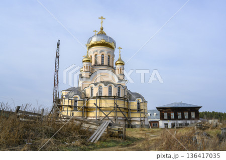 A church under construction in a monastery in the village of Fakel Revolyutsii in Siberia, Russia A church under construction in a monastery in the village of Fakel Revolyutsii in Siberia, Russia 136417035