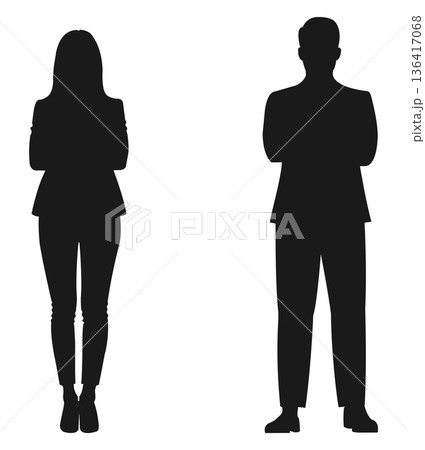 ビジネスパーソン男女 シルエット ビジネスパーソン男女 シルエット 136417068