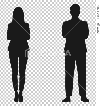 Business people male and female silhouettes 136417068