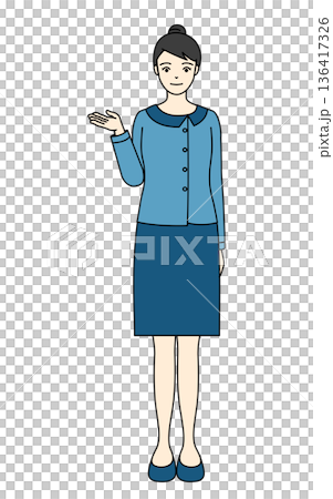 医療や介護の制服で案内ポーズをとる女性の全身イラスト 医療や介護の制服で案内ポーズをとる女性の全身イラスト 136417326