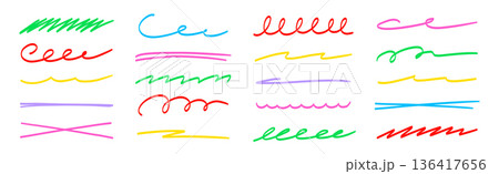 Line color brush underline set. Line underline brush hand drawn pen marker strokeswoosh, squiggle shape..Doodle scribble wavy wave highlight handwriting ink shape background. Vector Line color brush underline set. Line underline brush hand drawn pen marker strokeswoosh, squiggle shape..Doodle scribble wavy wave highlight handwriting ink shape background. Vector 136417656
