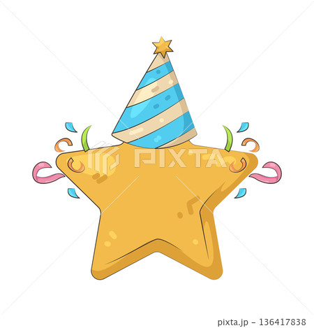 Illustration of star wearing party hat Illustration of star wearing party hat 136417838