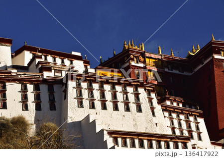 The Potala Palace in Lhasa, Under a Bright Blue Sky The Potala Palace in Lhasa, Under a Bright Blue Sky 136417922