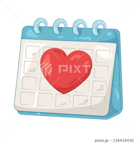 Illustration of calendar with a heart Illustration of calendar with a heart 136418430