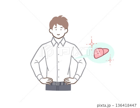 健康な肝臓の男性のイラスト素材 健康な肝臓の男性のイラスト素材 136418447