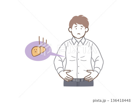 脂肪肝で悩む男性のイラスト素材 脂肪肝で悩む男性のイラスト素材 136418448
