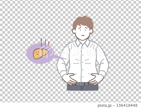 脂肪肝で悩む男性のイラスト素材 脂肪肝で悩む男性のイラスト素材 136418448