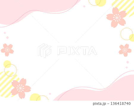 パステルカラーの桜フレーム 136418740