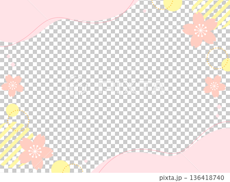 パステルカラーの桜フレーム 136418740