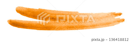 orange watercolor background. Artistic hand paint. Isolated on transparent background. 136418812
