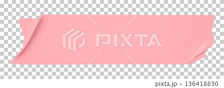 pink crumpled torn tape isolated on transparent background. 136418830