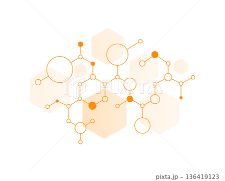 Data network connections with hexagonal nodes blockchain structure and technology concept for digital communication abstract minimal geometric background modern flat design vector illustration 136419123
