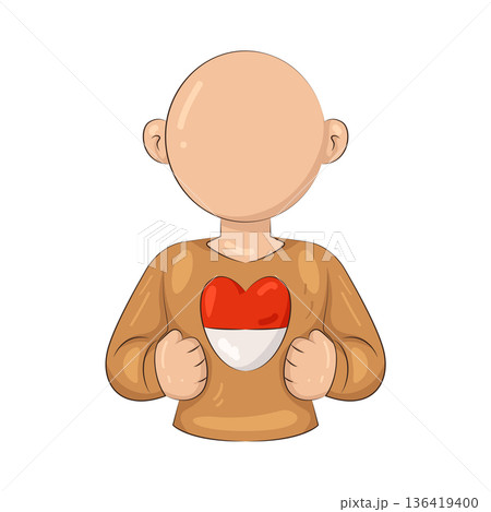 Illustration of person with an Indonesian flag heart Illustration of person with an Indonesian flag heart 136419400