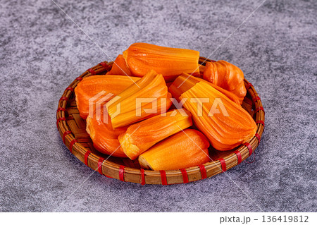 Ripe sweet juicy jackfruit segment Ripe sweet juicy jackfruit segment 136419812