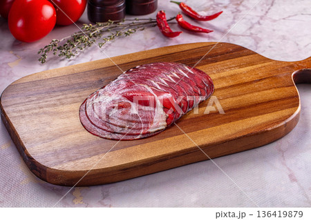 Italian sausage - affumicato crudo slices 136419879