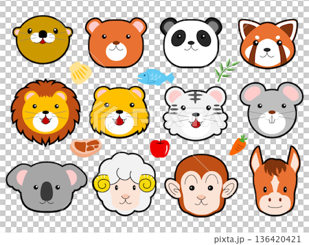 12種動物（哺乳類）臉部印章 136420421