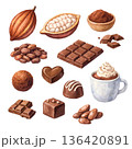 水彩チョコレート＆カカオ素材セット 136420891