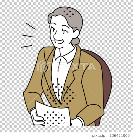 女老闆手持文件的插畫。 136421000