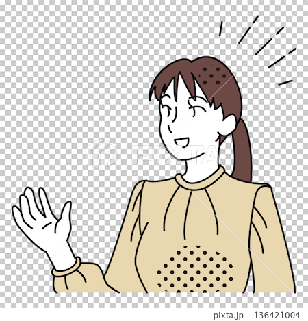 一位女商人舉手發言的插圖 一位女商人舉手發言的插圖 136421004