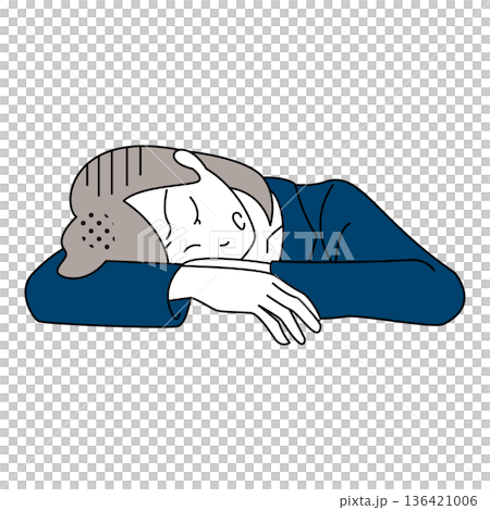 机に伏せて疲れているビジネスウーマンイラスト 机に伏せて疲れているビジネスウーマンイラスト 136421006