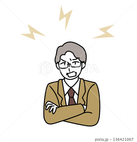 怒って注意する男性上司のビジネスマンイラスト 136421007