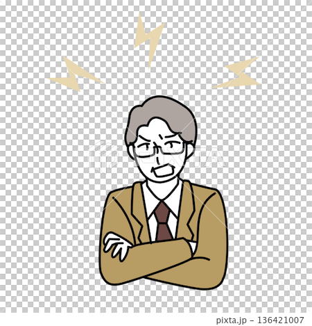 怒って注意する男性上司のビジネスマンイラスト 136421007