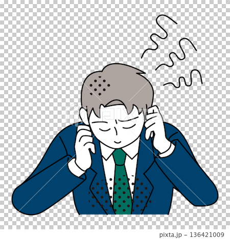 頭を抱えて悩むビジネスマンイラスト 頭を抱えて悩むビジネスマンイラスト 136421009