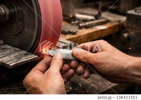 金属研磨の作業手元 136421561