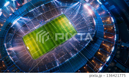スタジアムの上空からのサッカー場 136421775