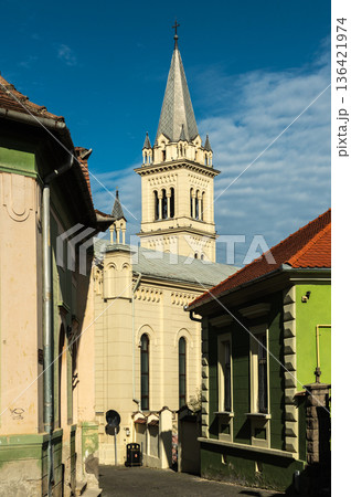 Clock Tower and Historic Gateway in Medieval Sighisoara Citadel Romania Clock Tower and Historic Gateway in Medieval Sighisoara Citadel Romania 136421974