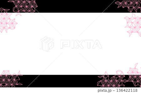 ピンクの麻の葉があしらわれている和柄フレーム 136422118