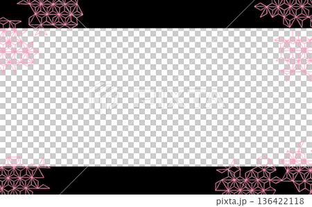 ピンクの麻の葉があしらわれている和柄フレーム 136422118