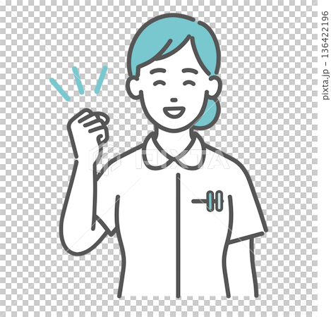 Illustration of a female nurse doing a fist pump (support/achievement) Illustration of a female nurse doing a fist pump (support/achievement) 136422196