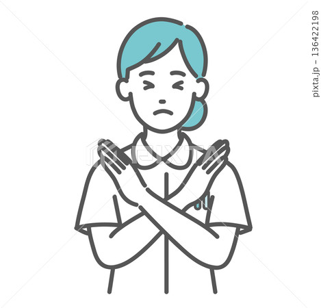 NGサインを出す女性看護師のイラスト(バツ印・禁止) NGサインを出す女性看護師のイラスト(バツ印・禁止) 136422198