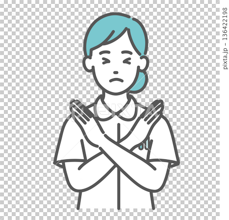 NGサインを出す女性看護師のイラスト(バツ印・禁止) NGサインを出す女性看護師のイラスト(バツ印・禁止) 136422198