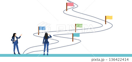 目標達成へのロードマップのイラスト 136422414