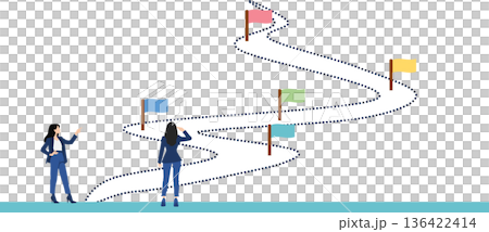 目標達成へのロードマップのイラスト 136422414