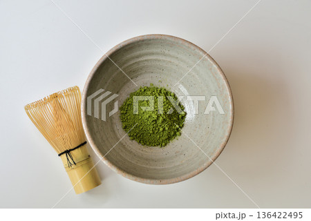 抹茶 茶道 唐津焼 日本イメージ 和風イメージ素材 抹茶 茶道 唐津焼 日本イメージ 和風イメージ素材 136422495