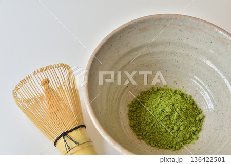 抹茶 茶道 唐津焼 日本イメージ 和風イメージ素材 抹茶 茶道 唐津焼 日本イメージ 和風イメージ素材 136422501