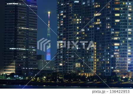 東京　豊洲の夜景 136422953