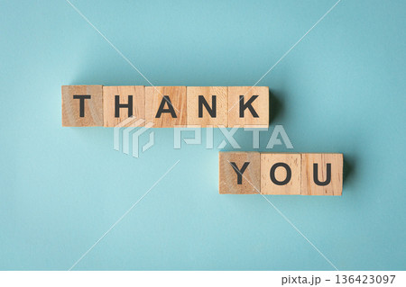 Thank you words on wooden blocks. Thank you words on wooden blocks. 136423097