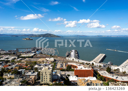 Scenic view of San Francisco Bay and Alcatraz Island, USA Scenic view of San Francisco Bay and Alcatraz Island, USA 136423269