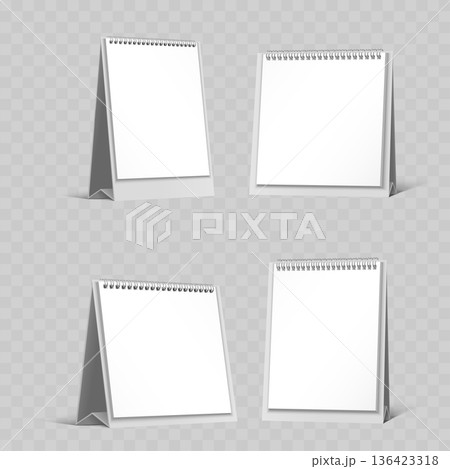 Realistic White Desk Calendar Mockup Set. Vector Realistic White Desk Calendar Mockup Set. Vector 136423318
