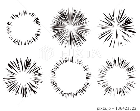 金色の集中線のシンプルな線画セット1 金色の集中線のシンプルな線画セット1 136423522