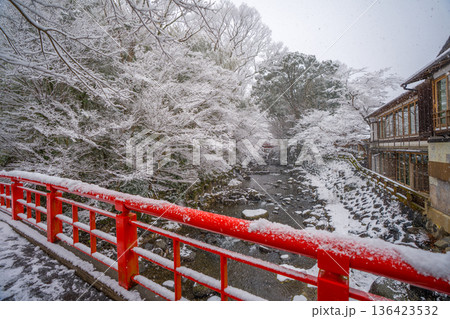雪降る冬の修善寺 136423532