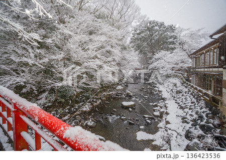 雪降る冬の修善寺 136423536