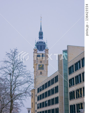 Dessau Rosslau.Germany.01.01.2026 Town hall tower with clock Dessau Rosslau.Germany.01.01.2026 Town hall tower with clock 136423554