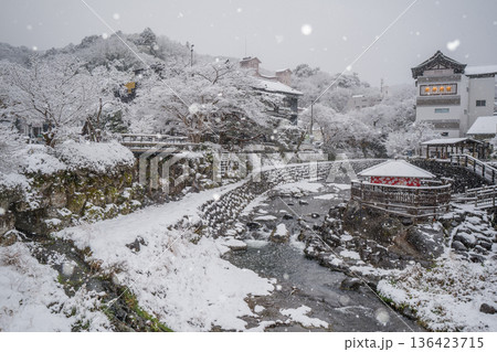 雪降る冬の修善寺 136423715